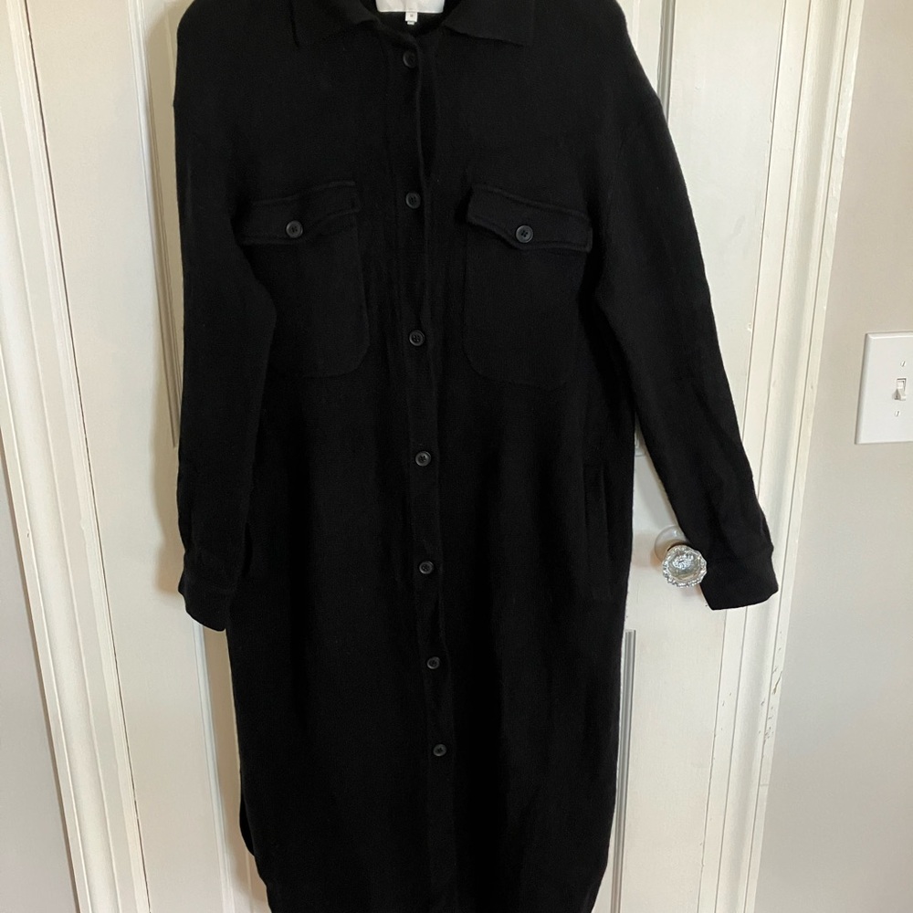 Nakedcashmere long black shirt jacket M